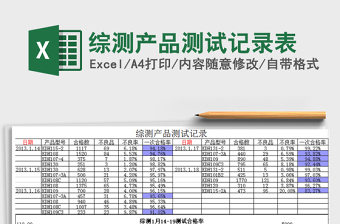 2021年綜測產(chǎn)品測試記錄表