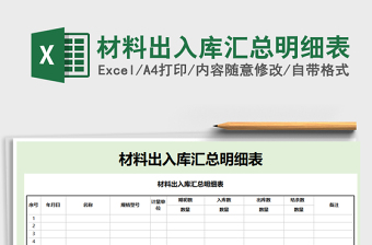 2021年材料出入庫匯總明細表免費下載