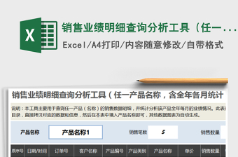 2021年銷售業(yè)績明細(xì)查詢分析工具（任一產(chǎn)品名稱，含全年各月