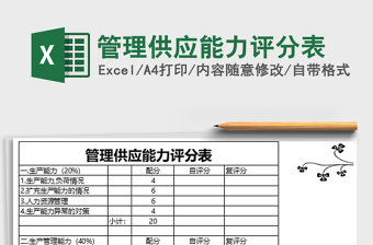 2022供应商评价评分表