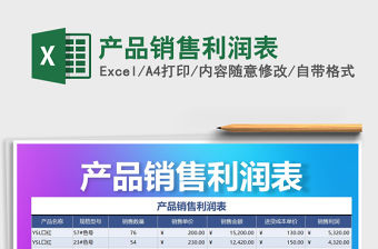 2021年產品銷售利潤表