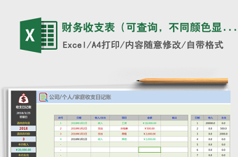 2021年財務收支表（可查詢，不同顏色顯示，每日明細）免費下載