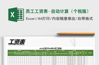 2021年員工工資表-自動(dòng)計(jì)算（個(gè)稅版）
