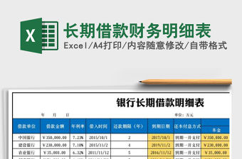2021年長期借款財務明細表