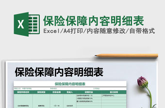 2021年保險保障內容明細表