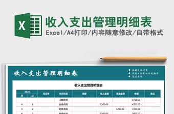 2021年收入支出管理明細(xì)表