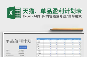 2021年天貓、單品盈利計劃表