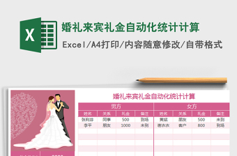 2021年婚礼来宾礼金自动化统计计算