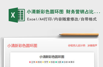 2021年小清新彩色圓環圖 財務營銷占比分析圖表