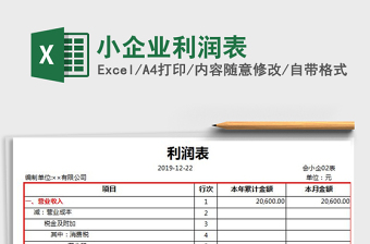 2021年小企業(yè)利潤表