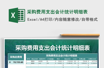 2021年采購費用支出會計統(tǒng)計明細(xì)表