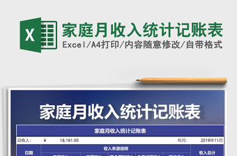 2021年家庭月收入統(tǒng)計記賬表
