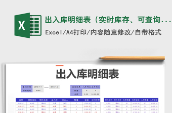 2021年出入庫(kù)明細(xì)表（實(shí)時(shí)庫(kù)存、可查詢)