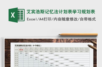 2021年艾賓浩斯記憶法計劃表學習規劃表