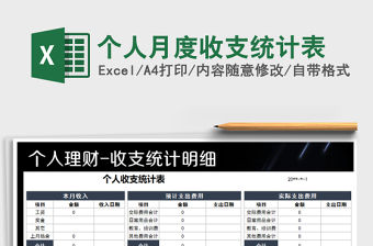 2021年個人月度收支統計表