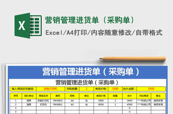 2021年?duì)I銷管理進(jìn)貨單（采購單）