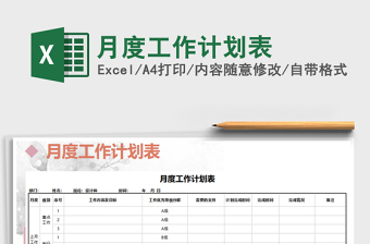 2021年月度工作計劃表