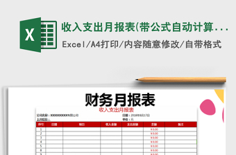 2021年收入支出月報表(帶公式自動計算)