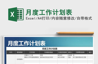 2021年月度工作計劃表