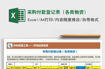 2021年采購付款登記表（各類物資）