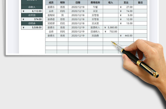 2021年家庭成員收支日記賬