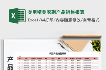 2021年實(shí)用精美農(nóng)副產(chǎn)品銷售報(bào)表