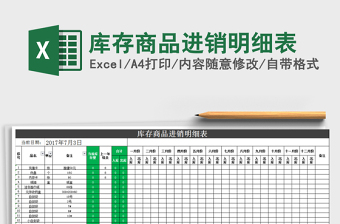 2022库存商品台账电子表格