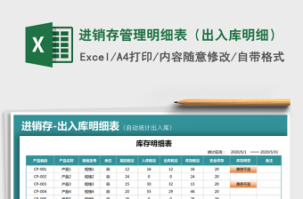 2022进销存管理明细表（库存预警）