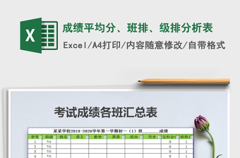 2021年成績平均分、班排、級排分析表免費下載