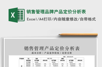 2021年銷售管理品牌產品定價分析表
