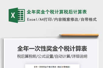 2021年全年獎金個(gè)稅計(jì)算稅后計(jì)算表免費(fèi)下載