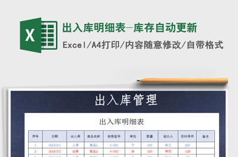 2021年出入庫明細表-庫存自動更新
