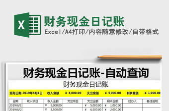 2021年財(cái)務(wù)現(xiàn)金日記賬