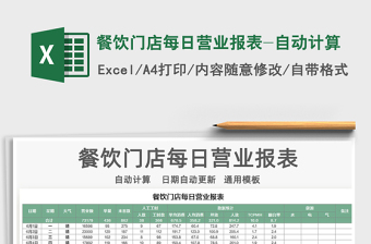 2021年餐飲門(mén)店每日營(yíng)業(yè)報(bào)表-自動(dòng)計(jì)算