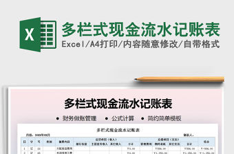2021年多欄式現(xiàn)金流水記賬表