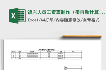 2022饭店人员工资表制作（带自动计算公式）