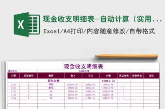 2021年現(xiàn)金收支明細表-自動計算（實用）