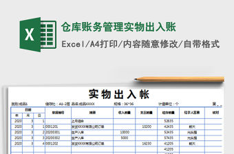 2021年倉庫賬務管理實物出入賬