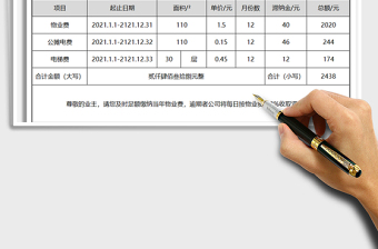 2021年物业费收费收据