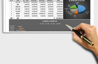 2021年饼图柱形图企业费用支出分析表