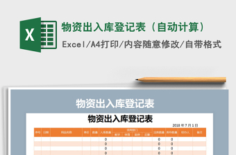2021年物資出入庫登記表（自動(dòng)計(jì)算）