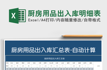 2021年廚房用品出入庫明細(xì)表