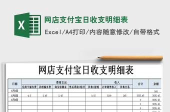 2021年網(wǎng)店支付寶日收支明細(xì)表