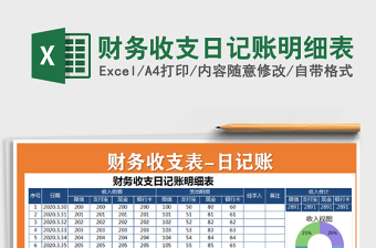 2021年財務(wù)收支日記賬明細表