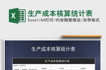 2021年生產(chǎn)成本核算統(tǒng)計表