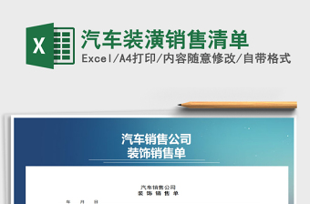 2021年汽車裝潢銷售清單