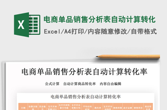 2021年電商單品銷售分析表自動(dòng)計(jì)算轉(zhuǎn)化