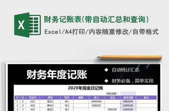 2021年財務(wù)記賬表(帶自動匯總和查詢）