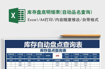 2021年庫存盤底明細(xì)表(自動品名查詢)