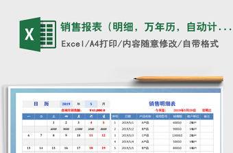 2021年銷售報(bào)表（明細(xì)，萬(wàn)年歷，自動(dòng)計(jì)算）